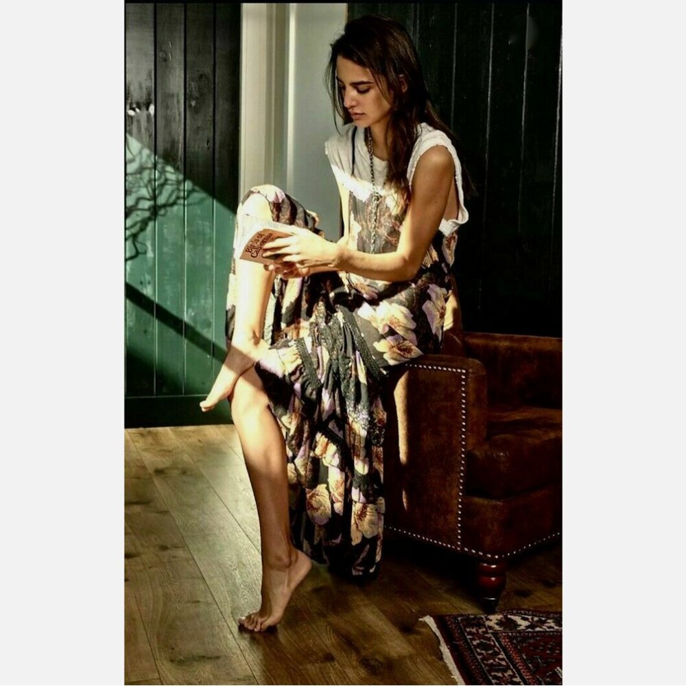 Free People Make Your Move Floral Maxi Slip Dress in Black Combo